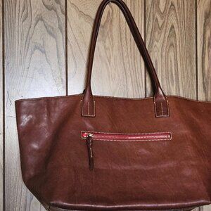 Dooney & Bourke Florentine Leather Ashton Tote Handbag Chestnut Brown
